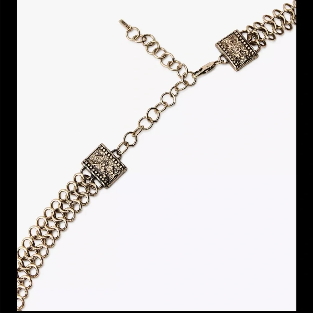 Zara engraved metal piece link belt